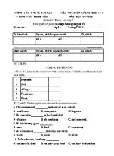 Bộ đề kiểm tra chất lượng học kỳ I môn Tiếng Anh Lớp 7 - Năm học 2017-2018 - Phòng GD và ĐT Thành phố Thanh Hóa